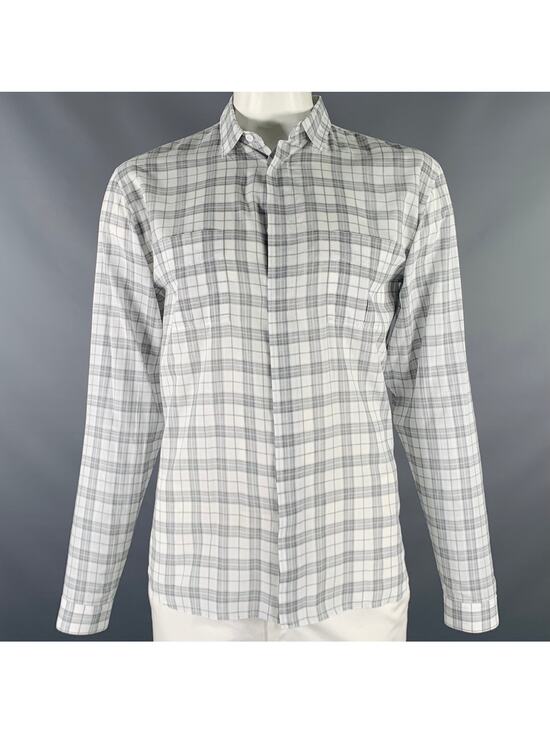 DIOR HOMME Other - DIOR HOMME Size L White Grey Plaid Cotton Button Up Long Sleeve Shirt